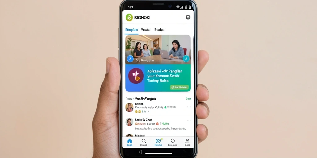 Tampilan antarmuka aplikasi BIGHOKI untuk panggilan VoIP yang intuitif.