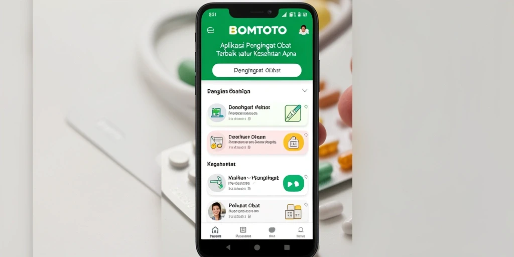 Antarmuka pengguna aplikasi Pengingat Obat BOMTOTO yang intuitif dan informatif.