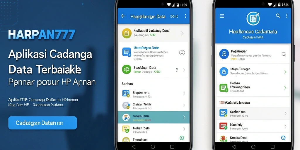 Tampilan antarmuka pengguna HARAPAN777 untuk cadangan data.