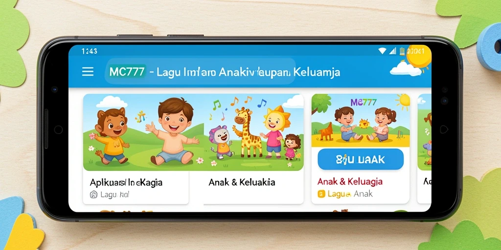 Tampilan antarmuka yang ramah anak dari aplikasi Lagu Anak MC777.