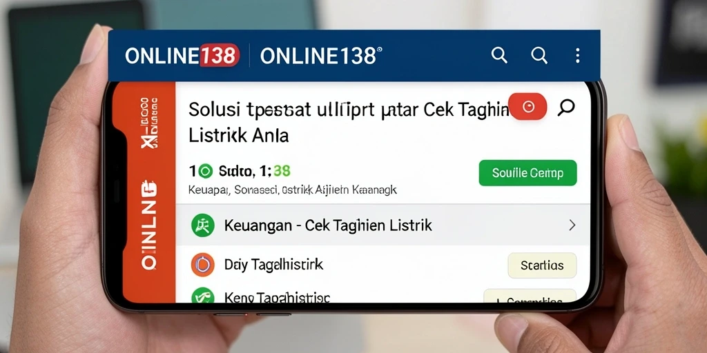 Screenshot aplikasi ONLINE138 menampilkan fitur cek tagihan listrik.
