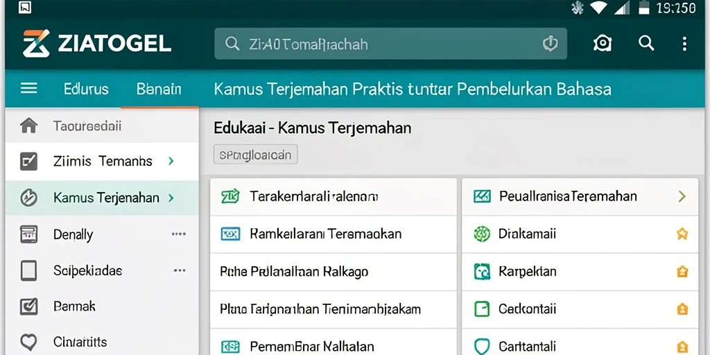 Tampilan antarmuka ZIATOGEL yang sederhana dan intuitif.
