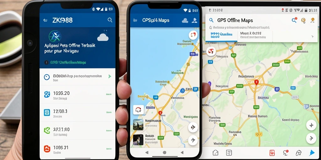 Tampilan antarmuka aplikasi ZK988 untuk navigasi peta offline.